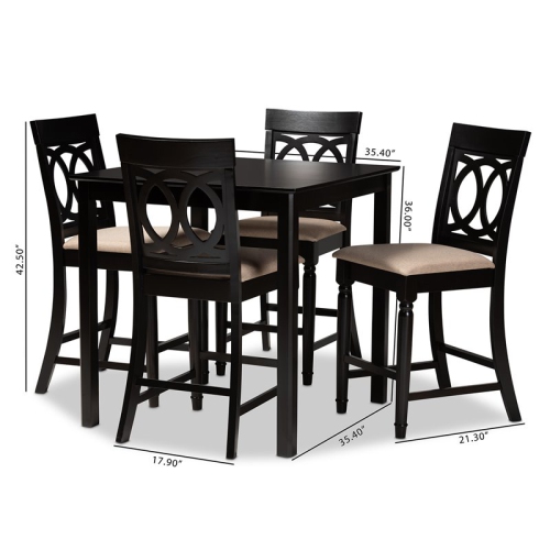Baxton Studio Verina Sand Upholstered Espresso Wood 5-piece Pub Set