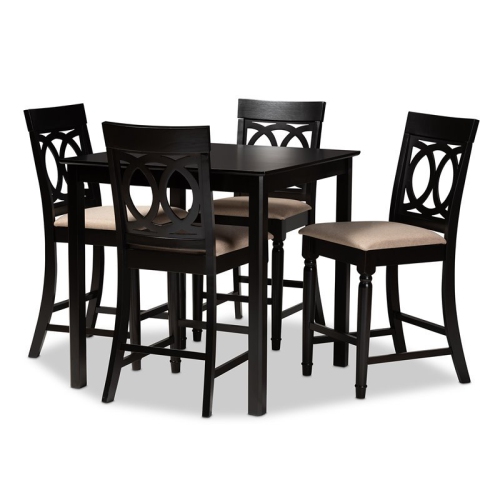 Bowery Hill Sand Upholstered Espresso Wood 5-piece Pub Set