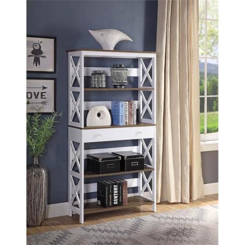 CONVENIENCE CONCEPTS  Driftwood Oxford 5 Tier Bookcase In Wood Finish In White