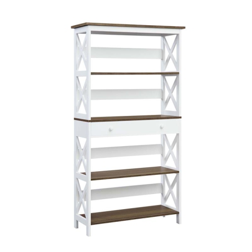 Convenience Concepts Driftwood Oxford 5 Tier Bookcase in White Wood Finish