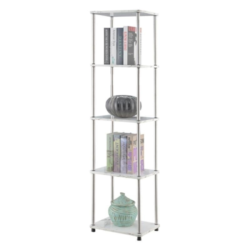 CONVENIENCE CONCEPTS  Designs2Go No-Tools Five-Tier Tower In Faux Marble Wood Finish In White