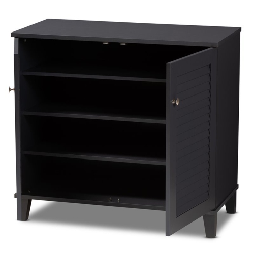 Bowery Hill Contemporary Wood 4-Shelf Shoe Cabinet in Dark Gray