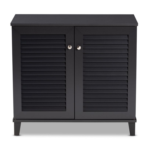 Bowery Hill Contemporary Wood 4-Shelf Shoe Cabinet in Dark Gray