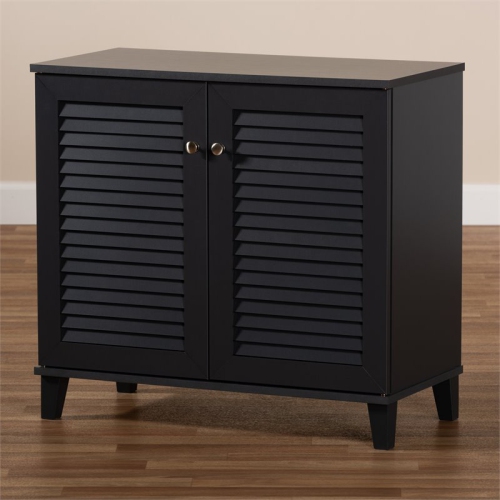 Bowery Hill Contemporary Wood 4-Shelf Shoe Cabinet in Dark Gray