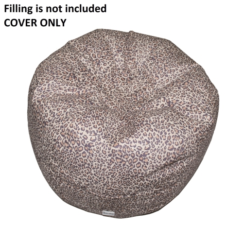 Boscoman - Teen Round Faux Suede Animal Print Beanbag Chair - Leopard COVER ONLY - 96123111