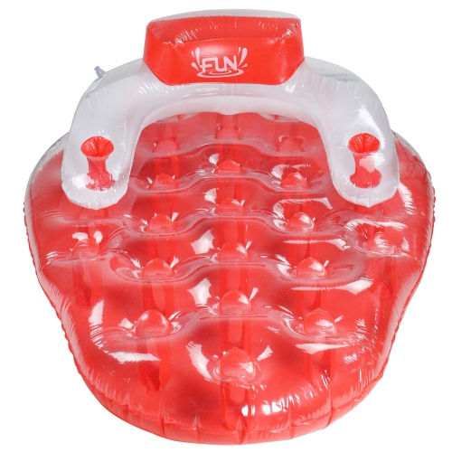 65'' Red and White Inflatable Strawberry Pool Water Lounge Float