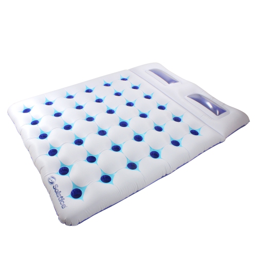 76-Inch Inflatable White and Blue 18 Pockets Dual Window Pool Air Mattress