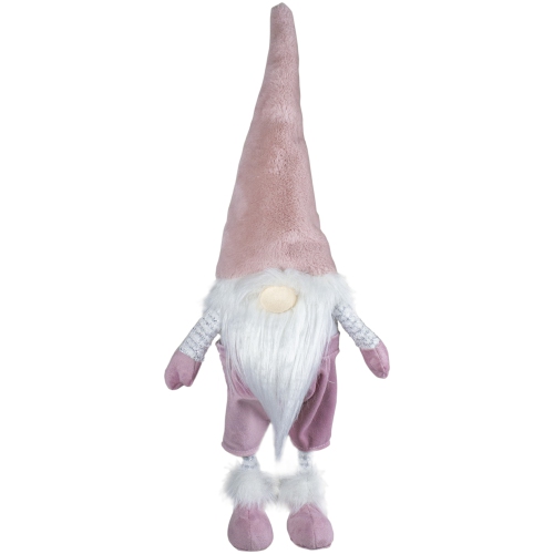 NORTHLIGHT  20" And Pink Bouncy Gnome Standing Figure Christmas Decoration In White
