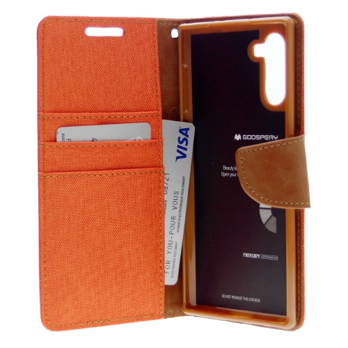 TopSave Goospery CANVAS Card Slot w/Magnetic Clip Denim Cloth Folio Wallet Flip Samsung Galaxy A13 5G, Orange