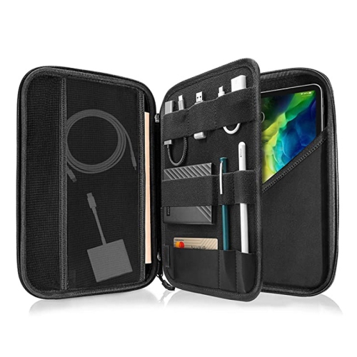Le boîtier rigide portatif étanche de navor est compatible avec les iPad ou les tablettes de 12.9 po/11 po/10.9”/10.2”, le range-câbles d’accessoires