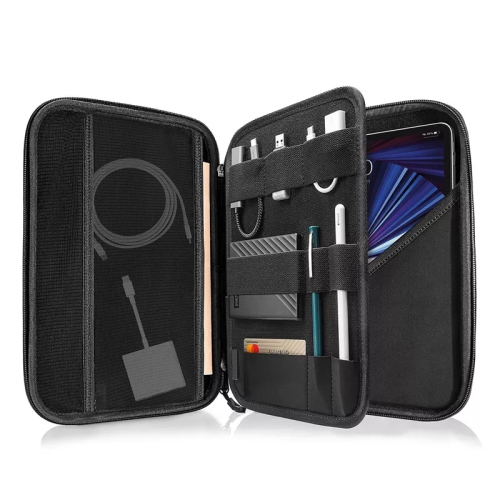 Le boîtier rigide portatif étanche de navor est compatible avec les iPad ou les tablettes de 12.9 po/11 po/10.9”/10.2”, le range-câbles d’accessoires