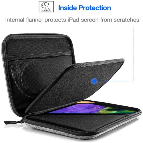 Le boîtier rigide portatif étanche de navor est compatible avec les iPad ou les tablettes de 12.9 po/11 po/10.9”/10.2”, le range-câbles d’accessoires