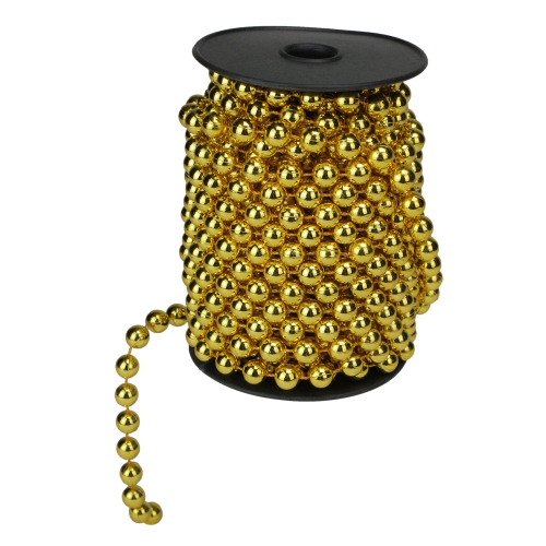 33ft x 10mm Shiny Gold Round Beaded Christmas Garland