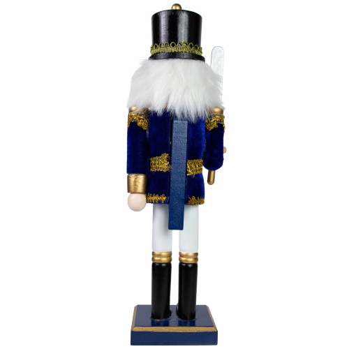 14" Blue and White Christmas Nutcracker Soldier with Sword Tabletop Decor