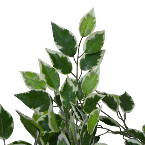 47" Artificial Variegated Green and Ivory Leaf Ficus Potted Plant