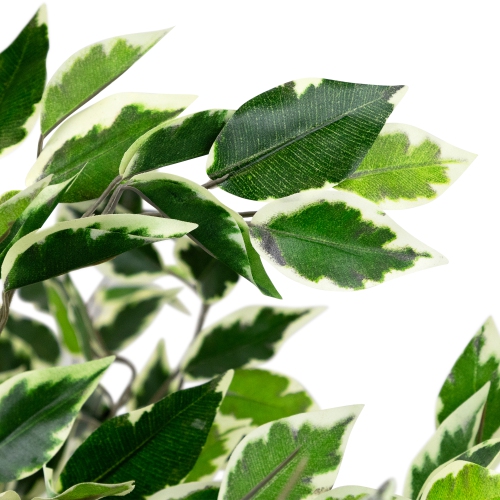 47" Artificial Variegated Green and Ivory Leaf Ficus Potted Plant