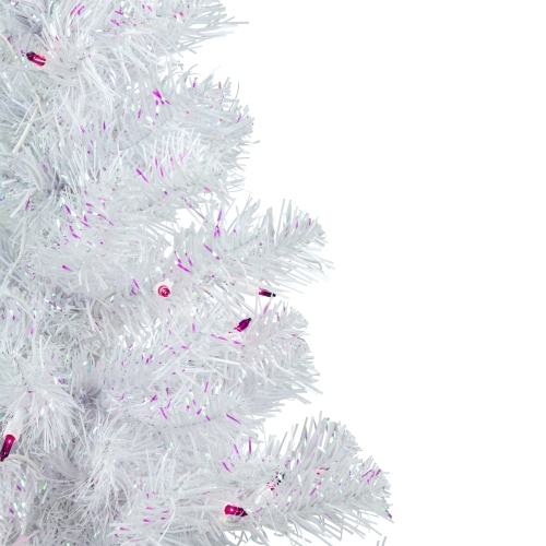 2' Pre-lit Rockport White Pine Artificial Christmas Tree, Purple Lights