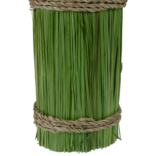 11.5" Red Wooden Rose and Grass Artificial Floral Bouquet Arrangement