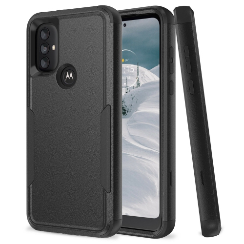 【CSmart】 Dual Layers Heavy Duty Rubber Armor Bumper Hard Case Cover for Motorola Moto G Power 2022 / G Play 2023, Black