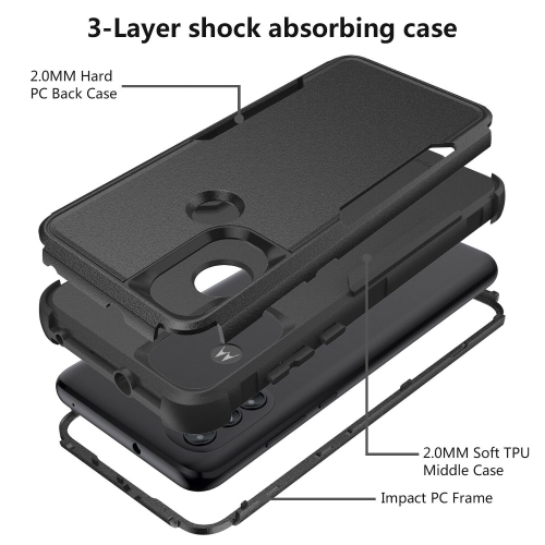 【CSmart】 Dual Layers Heavy Duty Rubber Armor Bumper Hard Case Cover for Motorola Moto G Power 2022 / G Play 2023, Black
