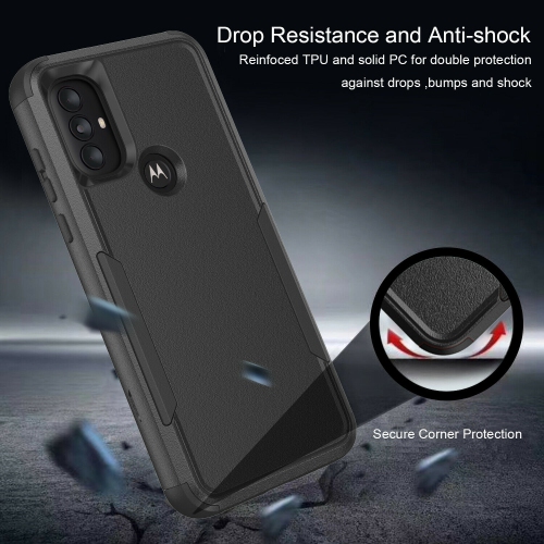 【CSmart】 Dual Layers Heavy Duty Rubber Armor Bumper Hard Case Cover for Motorola Moto G Power 2022 / G Play 2023, Black