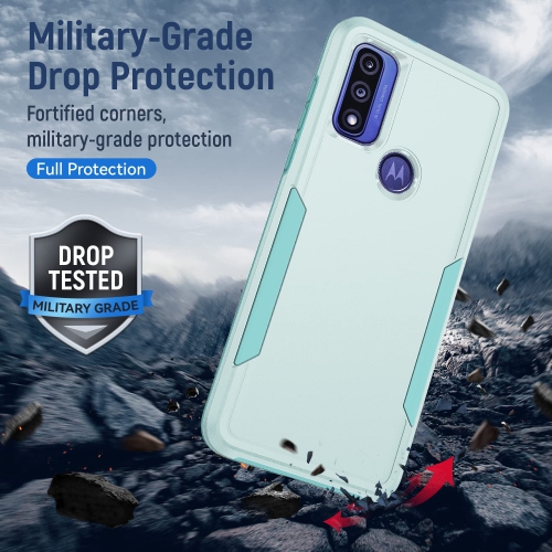 【CSmart】 Dual Layers Heavy Duty Rubber Armor Bumper Hard Case Cover for Motorola Moto G Power 2022 / G Play 2023, Mint