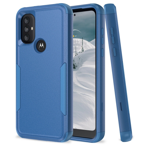 【CSmart】 Dual Layers Heavy Duty Rubber Armor Bumper Hard Case Cover for Motorola Moto G Power 2022 / G Play 2023, Navy
