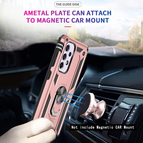 【CSmart】 Anti-Drop Hybrid Magnetic Hard Armor Case with Ring Holder for Samsung Galaxy A33 5G, Rose Gold