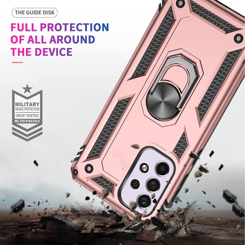 【CSmart】 Anti-Drop Hybrid Magnetic Hard Armor Case with Ring Holder for Samsung Galaxy A33 5G, Rose Gold