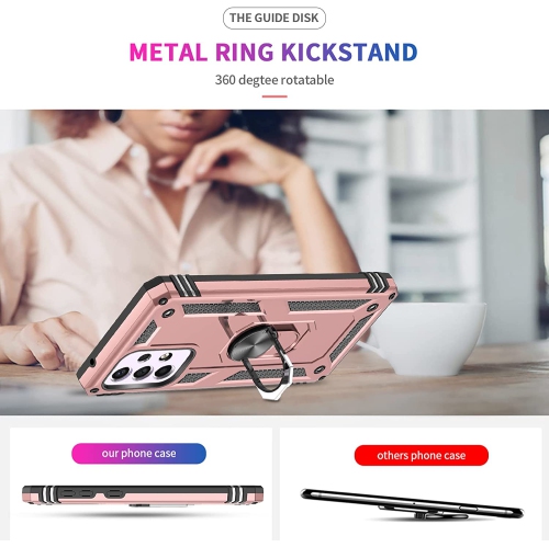 【CSmart】 Anti-Drop Hybrid Magnetic Hard Armor Case with Ring Holder for Samsung Galaxy A33 5G, Rose Gold