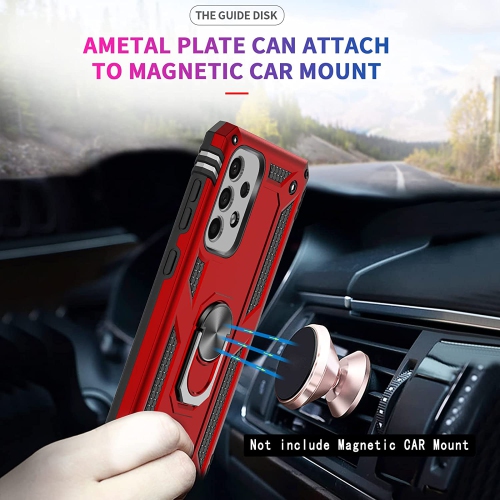 【CSmart】 Anti-Drop Hybrid Magnetic Hard Armor Case with Ring Holder for Samsung Galaxy A33 5G, Red