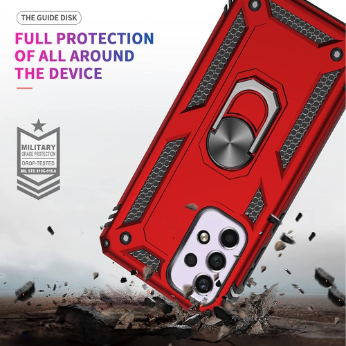 【CSmart】 Anti-Drop Hybrid Magnetic Hard Armor Case with Ring Holder for Samsung Galaxy A33 5G, Red