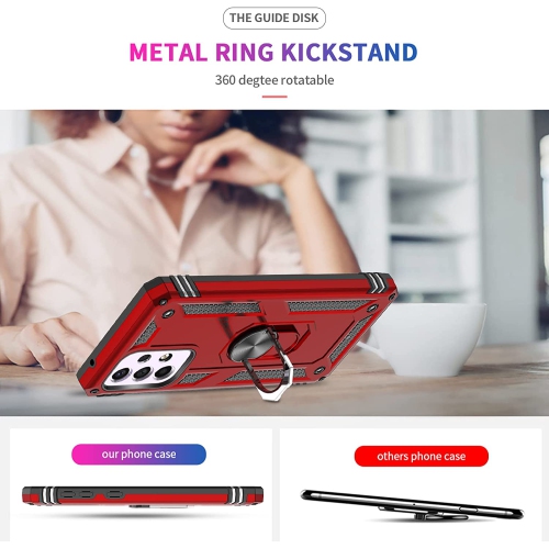 【CSmart】 Anti-Drop Hybrid Magnetic Hard Armor Case with Ring Holder for Samsung Galaxy A33 5G, Red