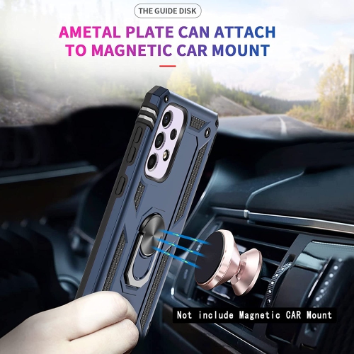 【CSmart】 Étui rigide magnétique hybride anti-chute avec support pour anneau pour Samsung Galaxy A33 5G, Marine
