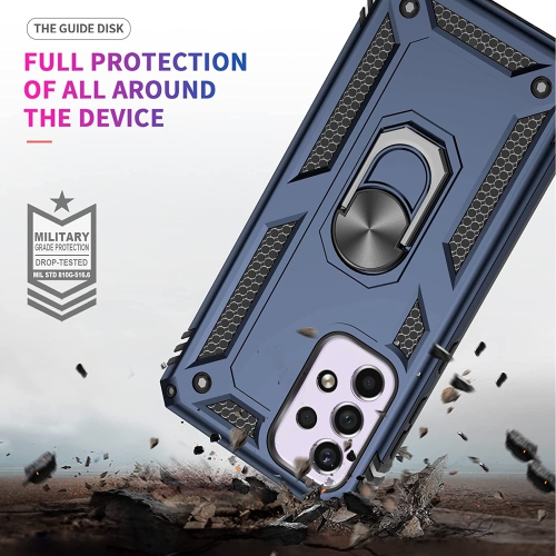 【CSmart】 Étui rigide magnétique hybride anti-chute avec support pour anneau pour Samsung Galaxy A33 5G, Marine