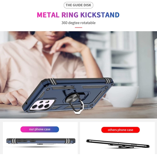 【CSmart】 Étui rigide magnétique hybride anti-chute avec support pour anneau pour Samsung Galaxy A33 5G, Marine