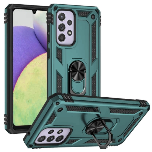 【CSmart】 Anti-Drop Hybrid Magnetic Hard Armor Case with Ring Holder for Samsung Galaxy A33 5G, Midnight Green