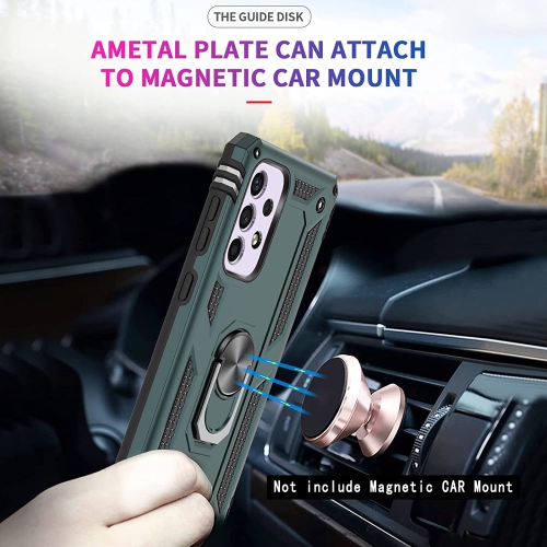 【CSmart】 Anti-Drop Hybrid Magnetic Hard Armor Case with Ring Holder for Samsung Galaxy A33 5G, Midnight Green