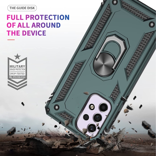 【CSmart】 Anti-Drop Hybrid Magnetic Hard Armor Case with Ring Holder for Samsung Galaxy A33 5G, Midnight Green