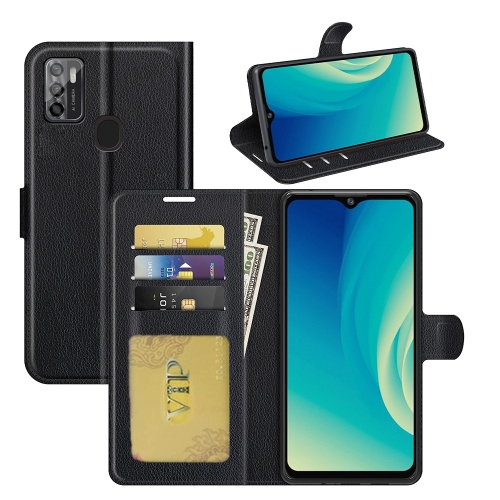 [CS] ZTE Blade A7P, étui folio en cuir magnétique à rabat avec fente pour carte, noir