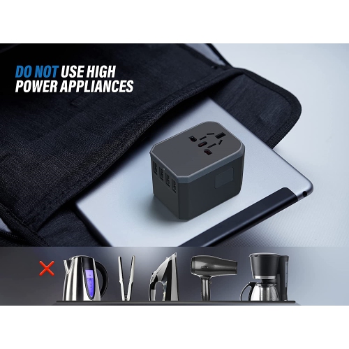 NIERBO Universal Travel Adapter One International Wall Charger AC Plug Adaptor with 5.6A Smart Power and 3.0A USB Type-C For USA EU UK AUS