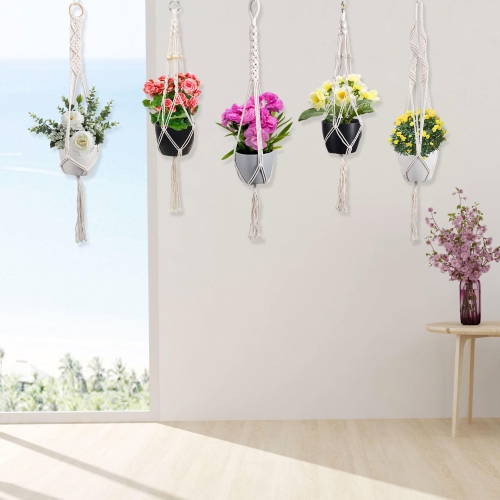 Set of 5 Indoor Hanging Planter Flower Pot with Macrame Plant Hangers For home, bedroom, balcony or patio- Yardlab™