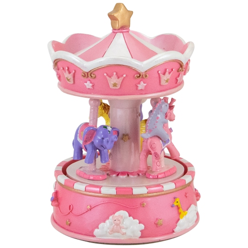 6.5" Children's Pink Rotating Sleepy Time Musical Carousel