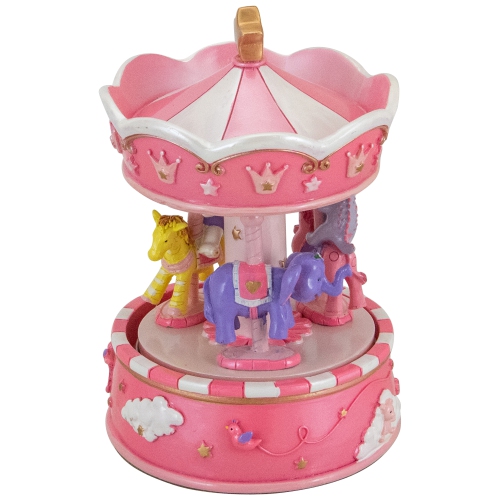 6.5" Children's Pink Rotating Sleepy Time Musical Carousel