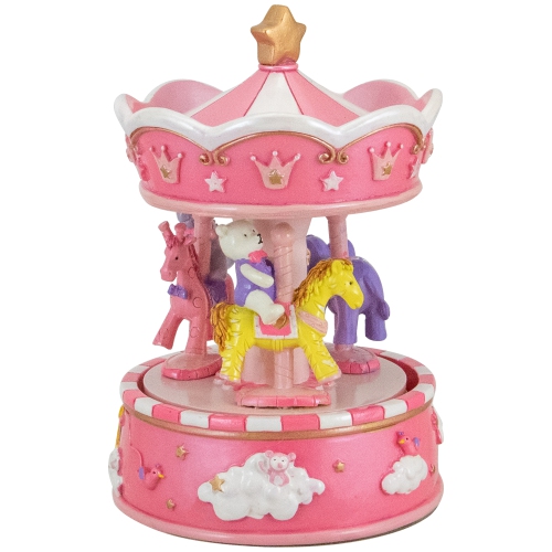 6.5" Children's Pink Rotating Sleepy Time Musical Carousel