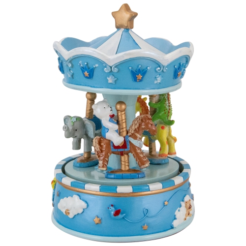 6.5" Children's Blue Rotating Sleepy Time Musical Carousel