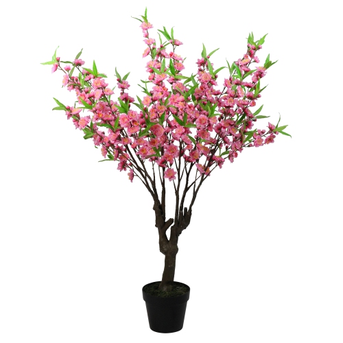 NORTHLIGHT  43.5" Potted Pink And Floral Peach Blossom Artificial Christmas Tree - Unlit In Green