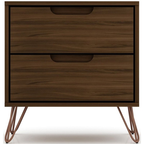 Rockefeller Modern Sleek Nightstand in Brown Engi