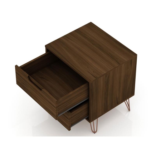 Rockefeller Modern Sleek Nightstand in Brown Engi