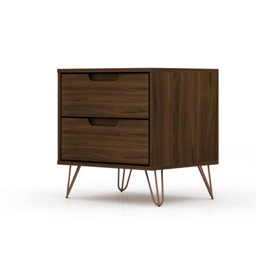 Rockefeller Modern Sleek Nightstand in Brown Engi
